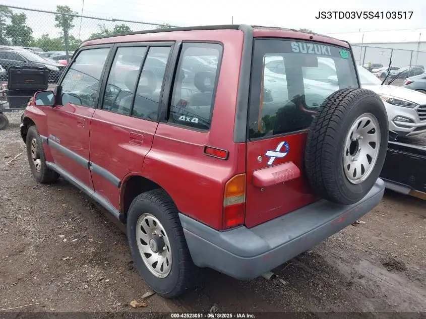 1995 Suzuki Sidekick Jx/Jlx VIN: JS3TD03V5S4103517 Lot: 42523051