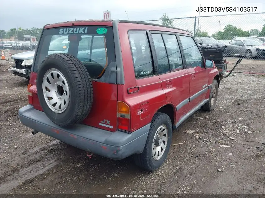 1995 Suzuki Sidekick Jx/Jlx VIN: JS3TD03V5S4103517 Lot: 42523051