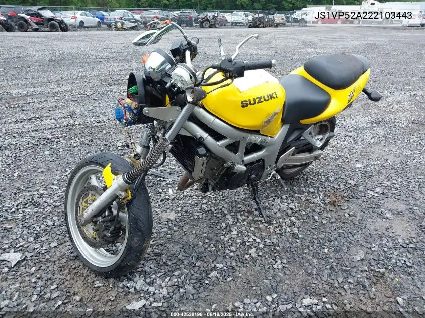2002 Suzuki Sv650 S VIN: JS1VP52A222103443 Lot: 42538196