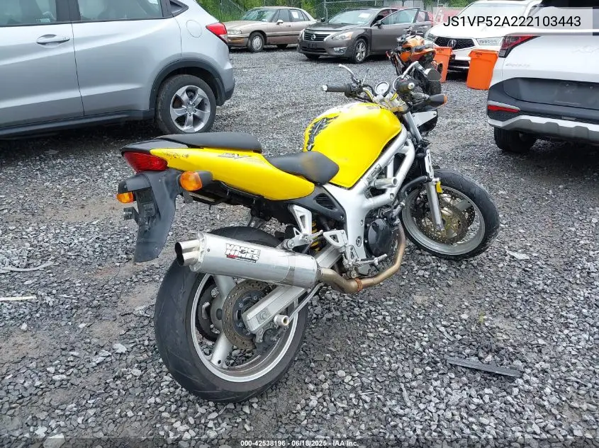 2002 Suzuki Sv650 S VIN: JS1VP52A222103443 Lot: 42538196