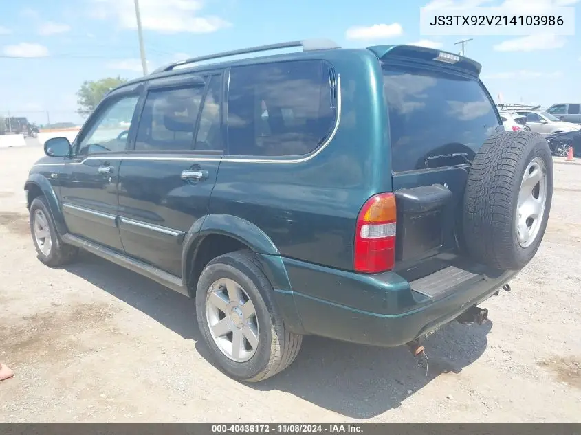 2001 Suzuki Grand Vitara Xl-7 Plus/Standard/Touring VIN: JS3TX92V214103986 Lot: 40436172