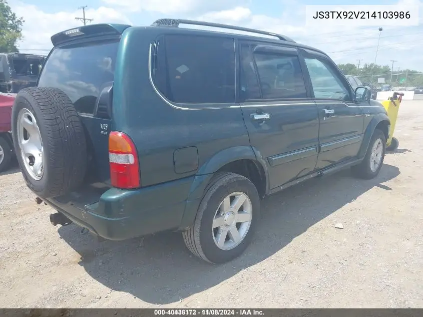 2001 Suzuki Grand Vitara Xl-7 Plus/Standard/Touring VIN: JS3TX92V214103986 Lot: 40436172