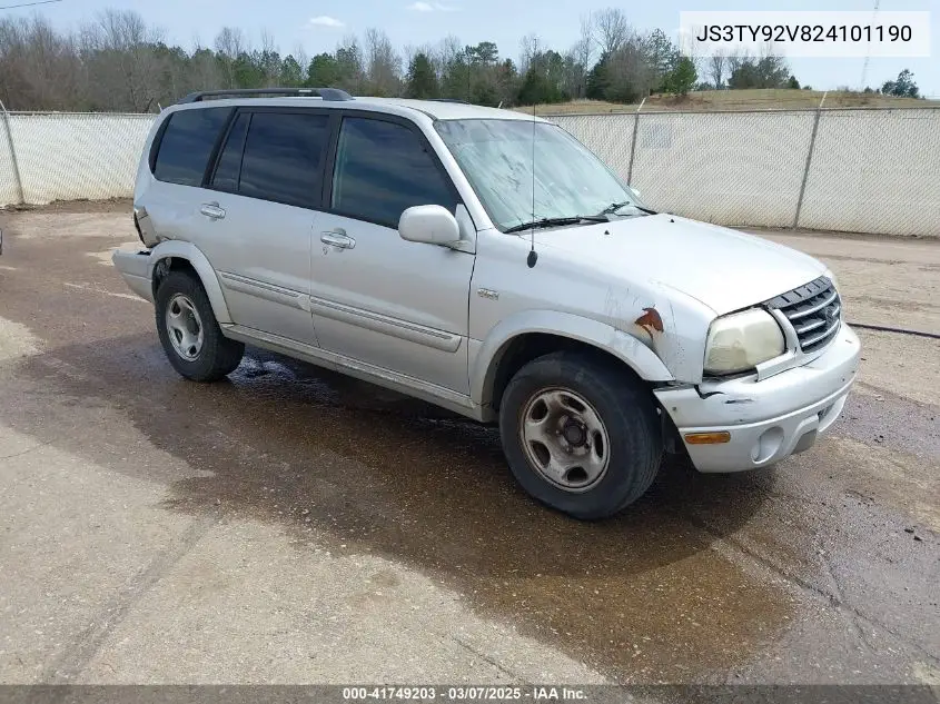 2002 Suzuki Xl-7 Limited/Plus/Standard/Touring VIN: JS3TY92V824101190 Lot: 41749203