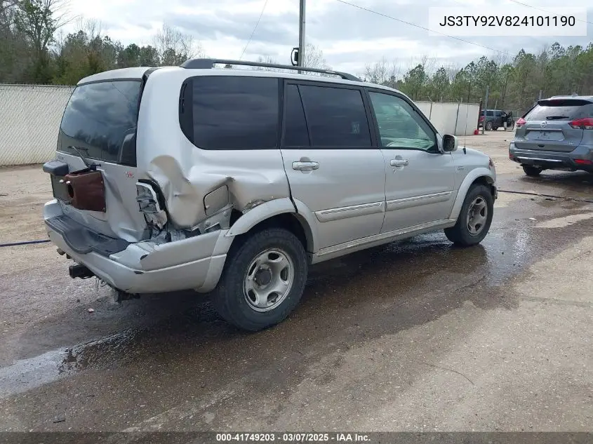 2002 Suzuki Xl-7 Limited/Plus/Standard/Touring VIN: JS3TY92V824101190 Lot: 41749203
