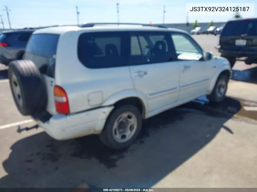 2002 Suzuki Xl-7 Limited/Plus/Standard/Touring VIN: JS3TX92V324125187 Lot: 42195273