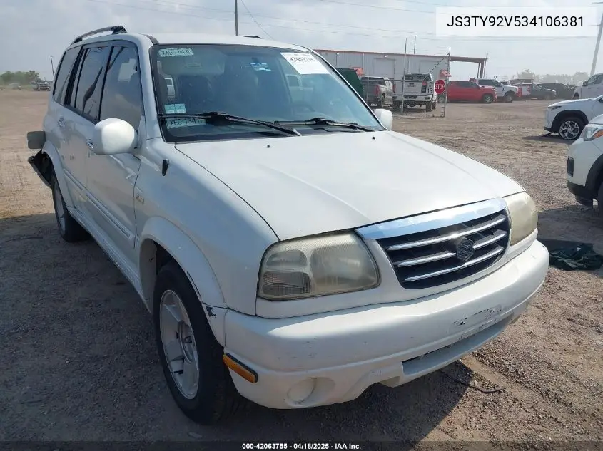 2003 Suzuki Xl-7 Ltd/Touring VIN: JS3TY92V534106381 Lot: 42063755