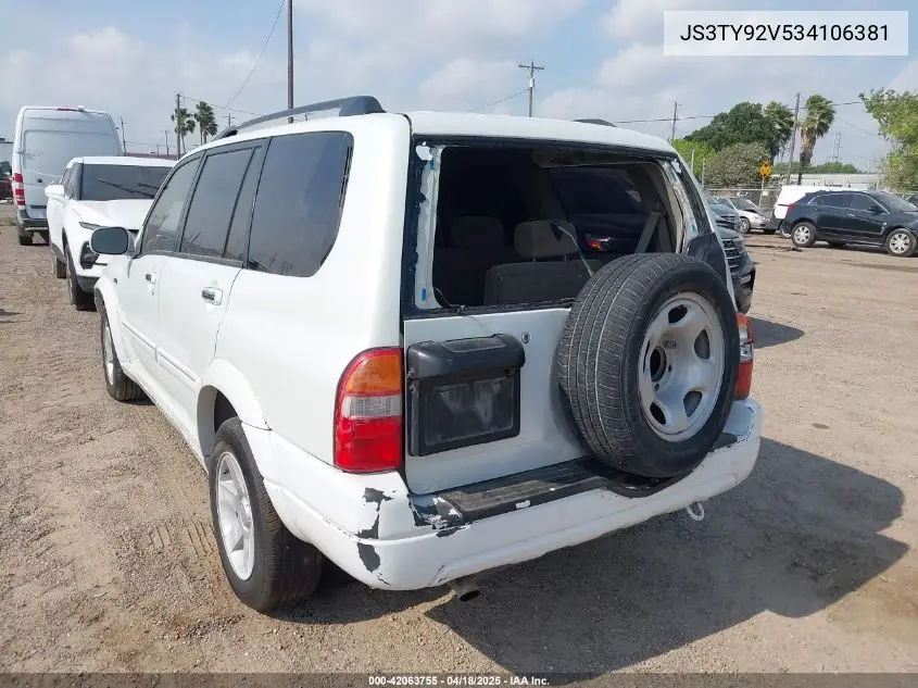 2003 Suzuki Xl-7 Ltd/Touring VIN: JS3TY92V534106381 Lot: 42063755