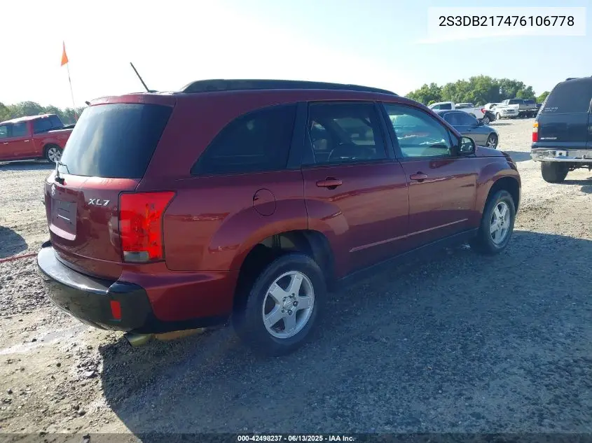 2007 Suzuki Xl7 VIN: 2S3DB217476106778 Lot: 42498237