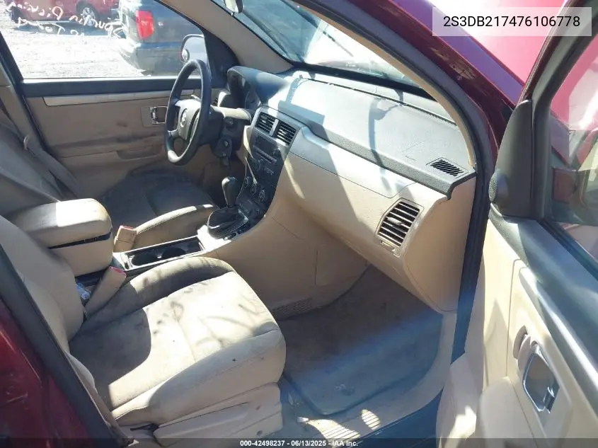 2007 Suzuki Xl7 VIN: 2S3DB217476106778 Lot: 42498237