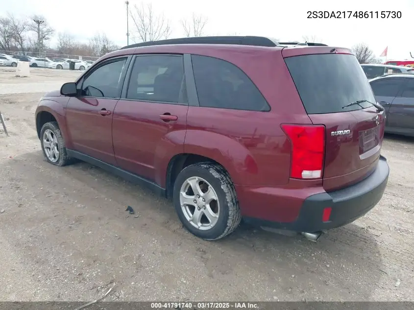 2008 Suzuki Xl7 Premium VIN: 2S3DA217486115730 Lot: 41791740