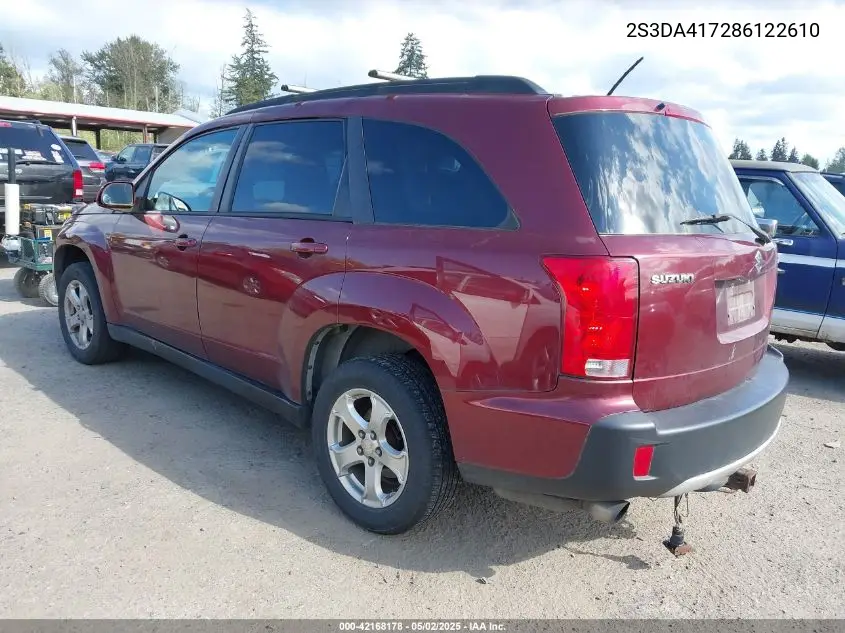 2008 Suzuki Xl7 Luxury VIN: 2S3DA417286122610 Lot: 42168178