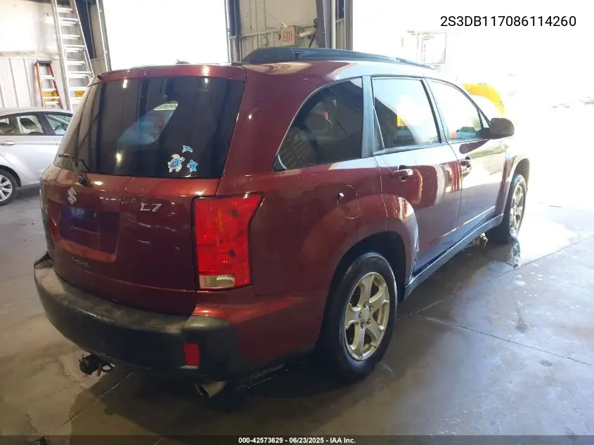 2008 Suzuki Xl7 Premium VIN: 2S3DB117086114260 Lot: 42573629