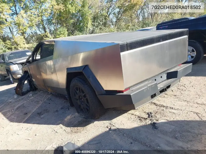 2024 Tesla Cybertruck VIN: 7G2CEHED0RA018502 Lot: 40596320