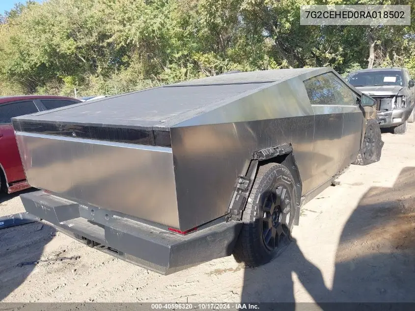 2024 Tesla Cybertruck VIN: 7G2CEHED0RA018502 Lot: 40596320