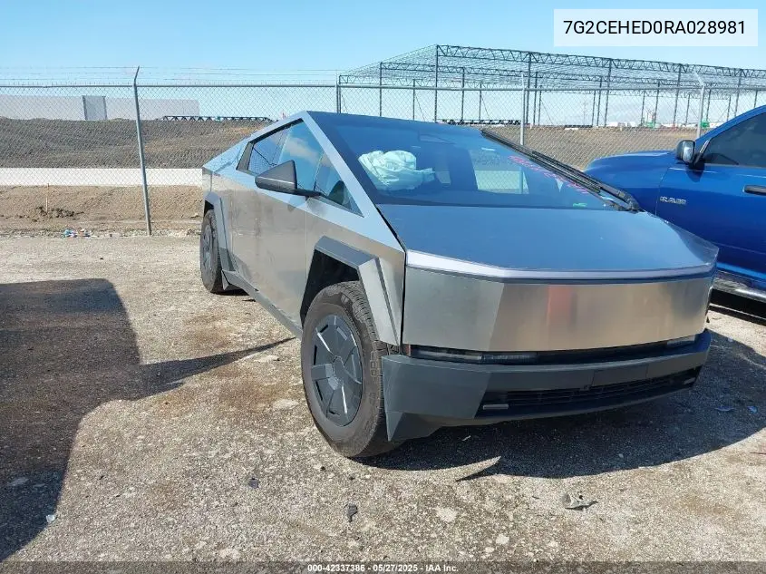2024 Tesla Cybertruck All-Wheel Drive VIN: 7G2CEHED0RA028981 Lot: 42337386