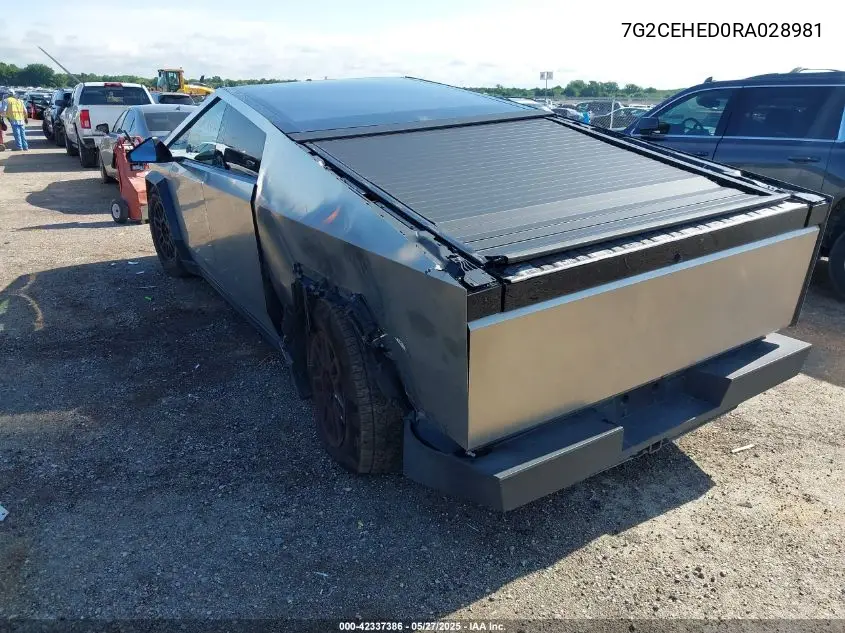 2024 Tesla Cybertruck All-Wheel Drive VIN: 7G2CEHED0RA028981 Lot: 42337386
