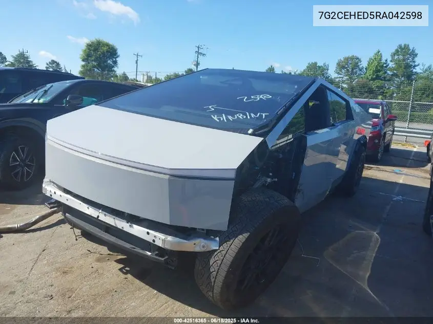 2024 Tesla Cybertruck All-Wheel Drive VIN: 7G2CEHED5RA042598 Lot: 42516365
