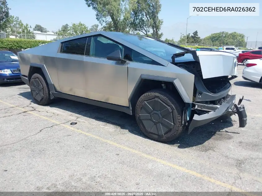 2024 Tesla Cybertruck VIN: 7G2CEHED6RA026362 Lot: 42616026
