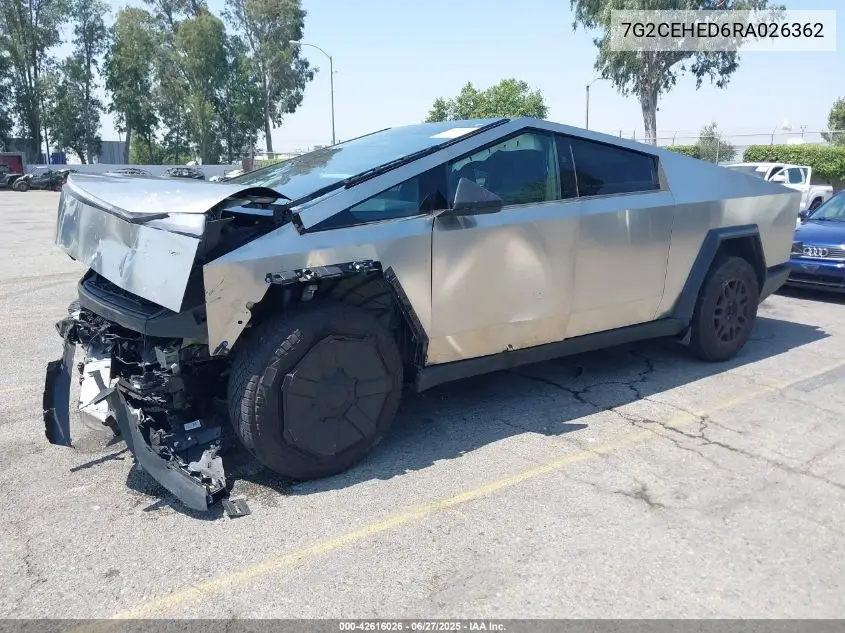 2024 Tesla Cybertruck VIN: 7G2CEHED6RA026362 Lot: 42616026