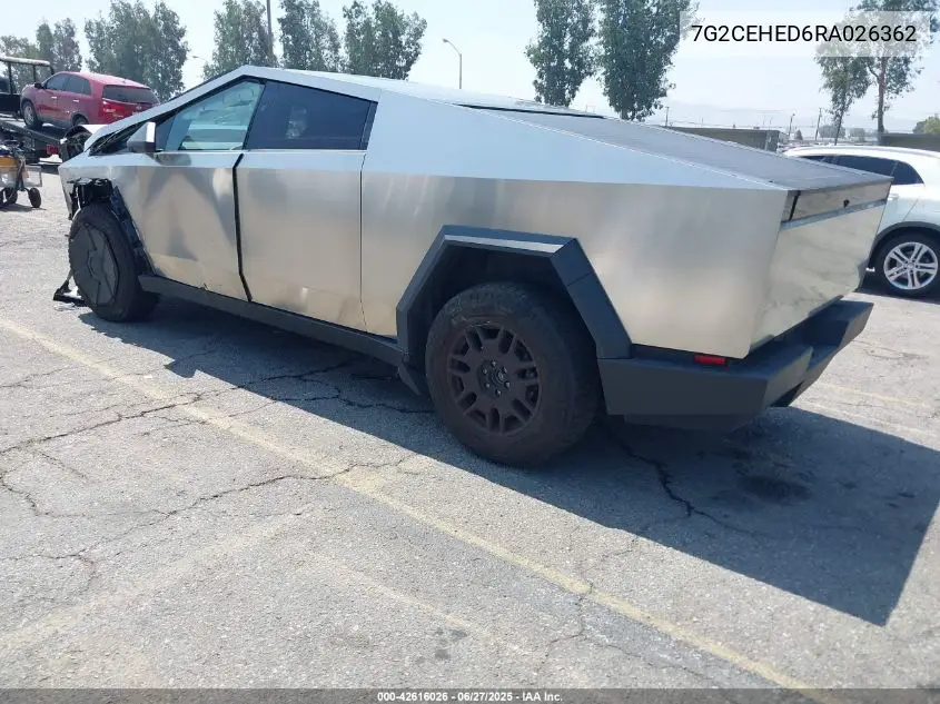 2024 Tesla Cybertruck VIN: 7G2CEHED6RA026362 Lot: 42616026