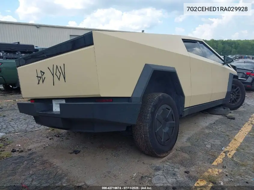 2024 Tesla Cybertruck All-Wheel Drive VIN: 7G2CEHED1RA029928 Lot: 42716674