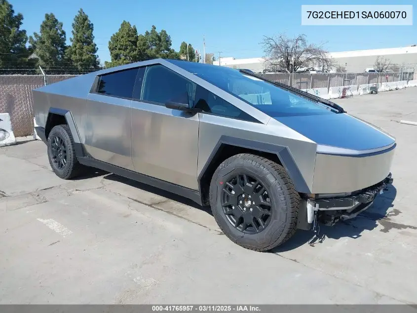 2025 Tesla Cybertruck All-Wheel Drive VIN: 7G2CEHED1SA060070 Lot: 41765957