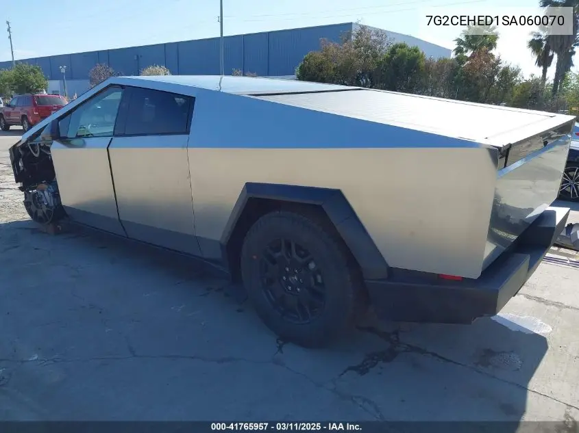 2025 Tesla Cybertruck All-Wheel Drive VIN: 7G2CEHED1SA060070 Lot: 41765957