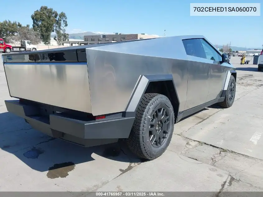2025 Tesla Cybertruck All-Wheel Drive VIN: 7G2CEHED1SA060070 Lot: 41765957