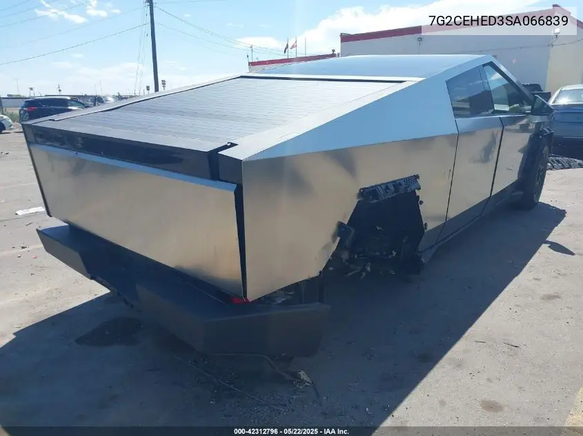 2025 Tesla Cybertruck All-Wheel Drive VIN: 7G2CEHED3SA066839 Lot: 42312796