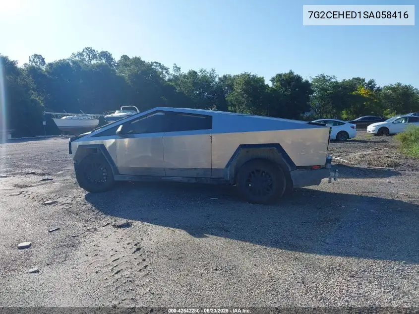 2025 Tesla Cybertruck VIN: 7G2CEHED1SA058416 Lot: 42542280