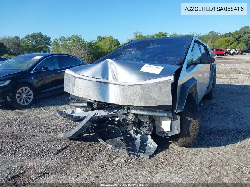 2025 Tesla Cybertruck VIN: 7G2CEHED1SA058416 Lot: 42542280