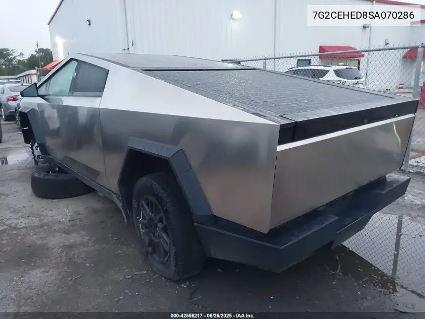 2025 Tesla Cybertruck All-Wheel Drive VIN: 7G2CEHED8SA070286 Lot: 42556217