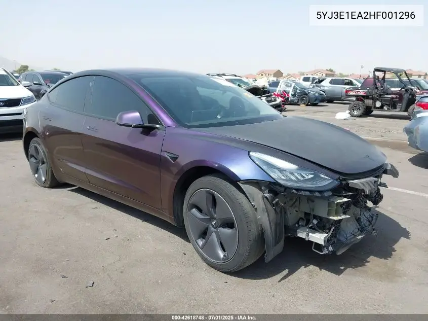 2017 Tesla Model 3 Long Range/Standard VIN: 5YJ3E1EA2HF001296 Lot: 42618748