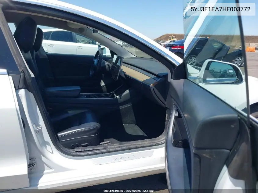 2017 Tesla Model 3 Long Range/Standard VIN: 5YJ3E1EA7HF003772 Lot: 42619436