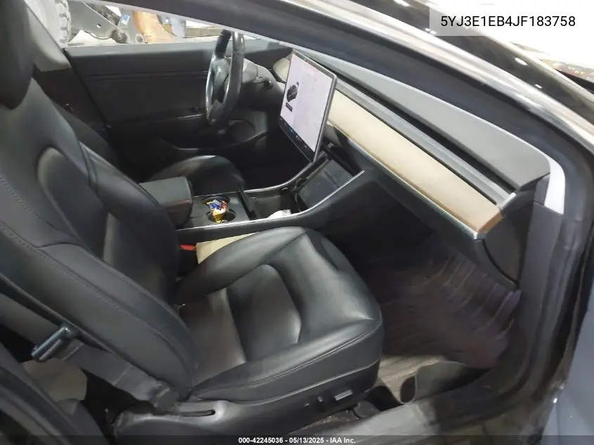 2018 Tesla Model 3 Long Range/Performance VIN: 5YJ3E1EB4JF183758 Lot: 42245036