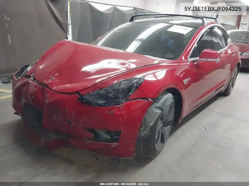 2018 Tesla Model 3 Long Range/Performance VIN: 5YJ3E1EBXJF094325 Lot: 42267469