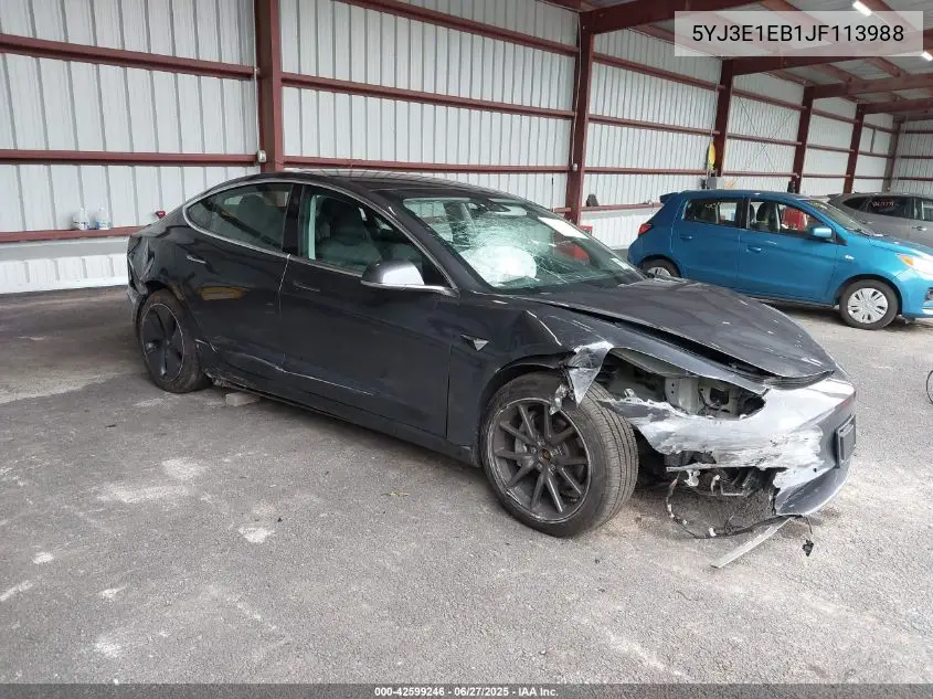 2018 Tesla Model 3 Long Range/Performance VIN: 5YJ3E1EB1JF113988 Lot: 42599246