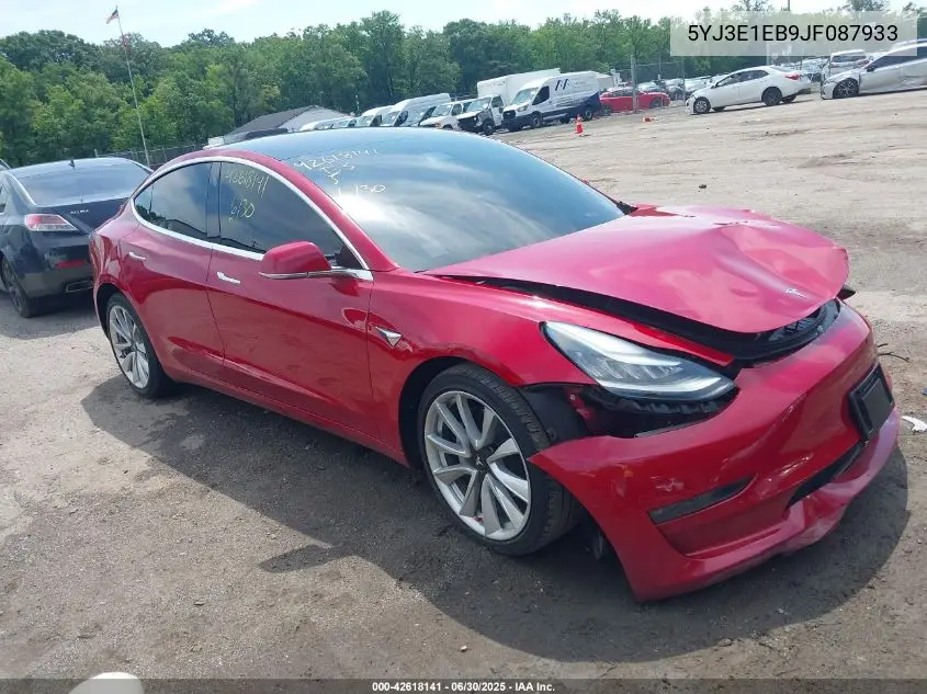 2018 Tesla Model 3 Long Range/Performance VIN: 5YJ3E1EB9JF087933 Lot: 42618141