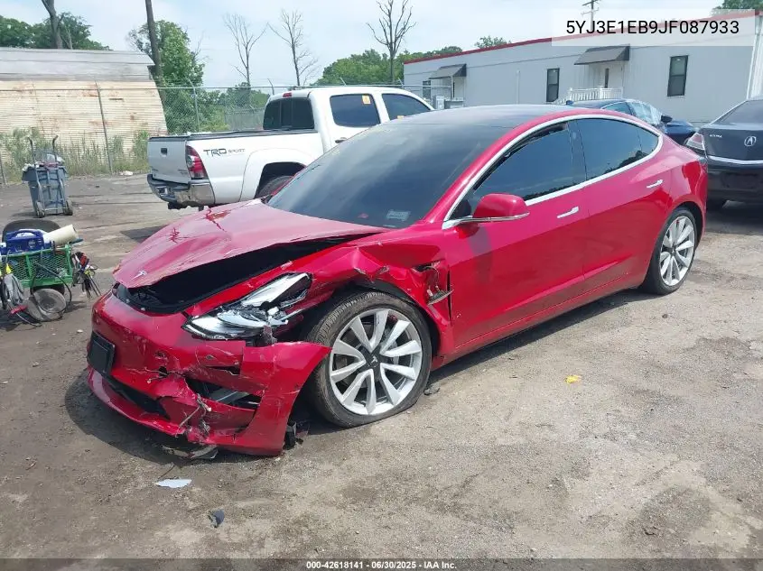 2018 Tesla Model 3 Long Range/Performance VIN: 5YJ3E1EB9JF087933 Lot: 42618141