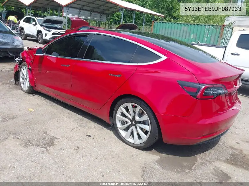 2018 Tesla Model 3 Long Range/Performance VIN: 5YJ3E1EB9JF087933 Lot: 42618141
