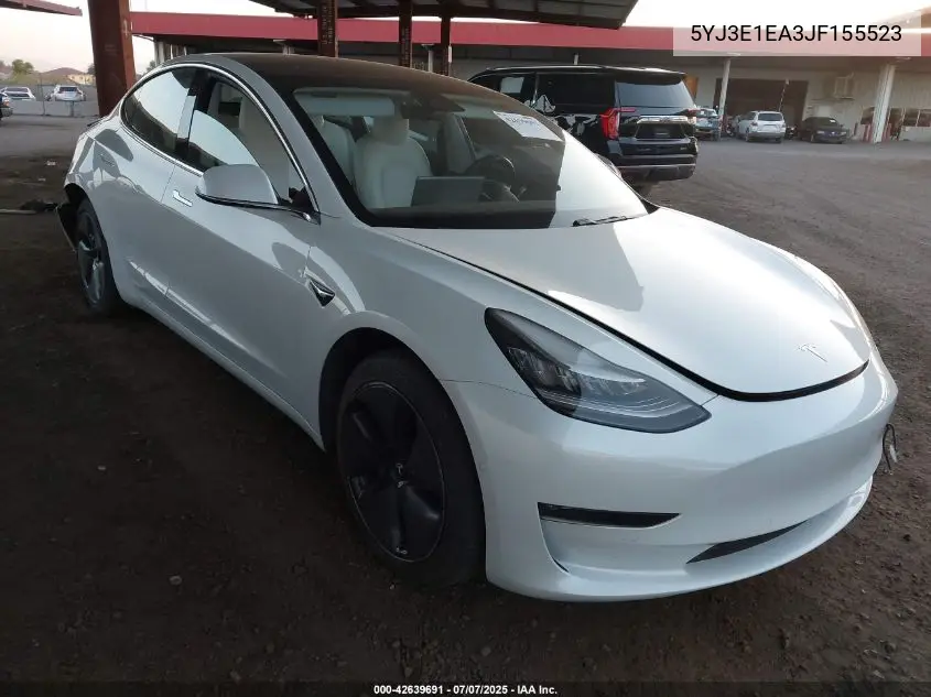 2018 Tesla Model 3 Long Range/Mid Range VIN: 5YJ3E1EA3JF155523 Lot: 42639691