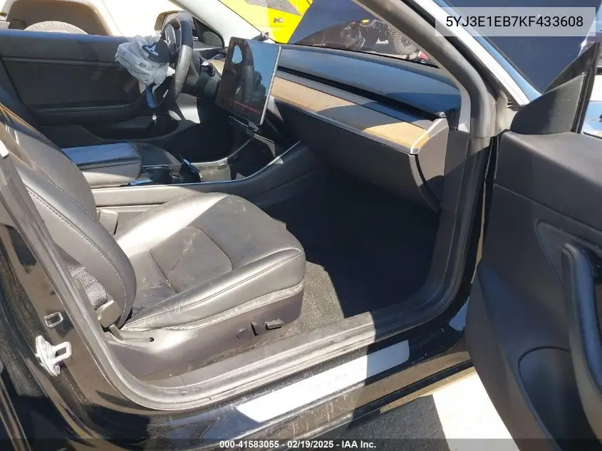 2019 Tesla Model 3 Long Range/Performance VIN: 5YJ3E1EB7KF433608 Lot: 41583055