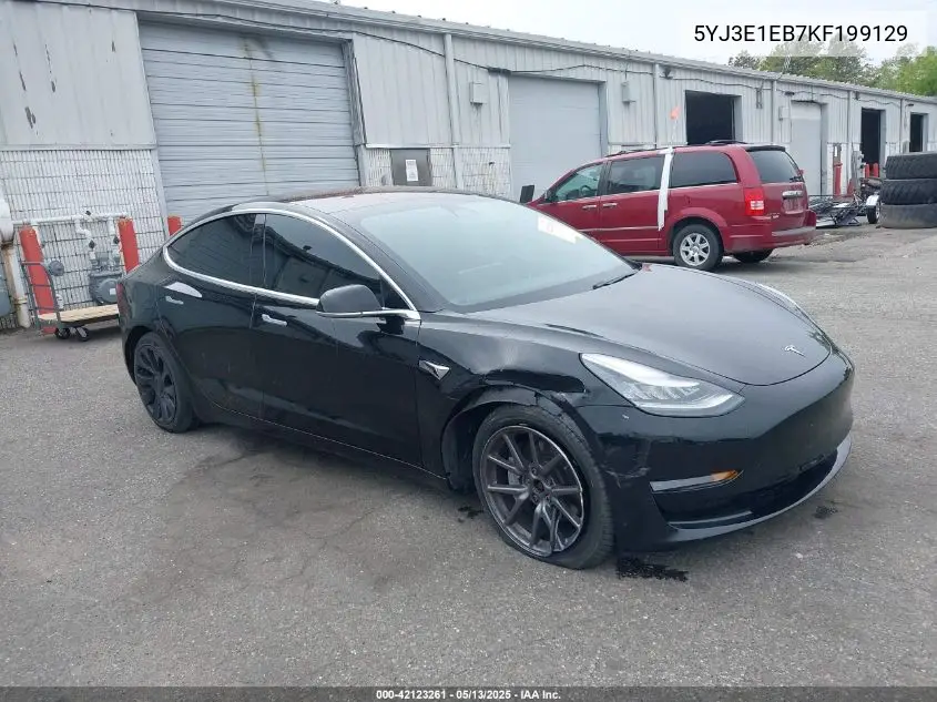 2019 Tesla Model 3 Long Range/Performance VIN: 5YJ3E1EB7KF199129 Lot: 42123261