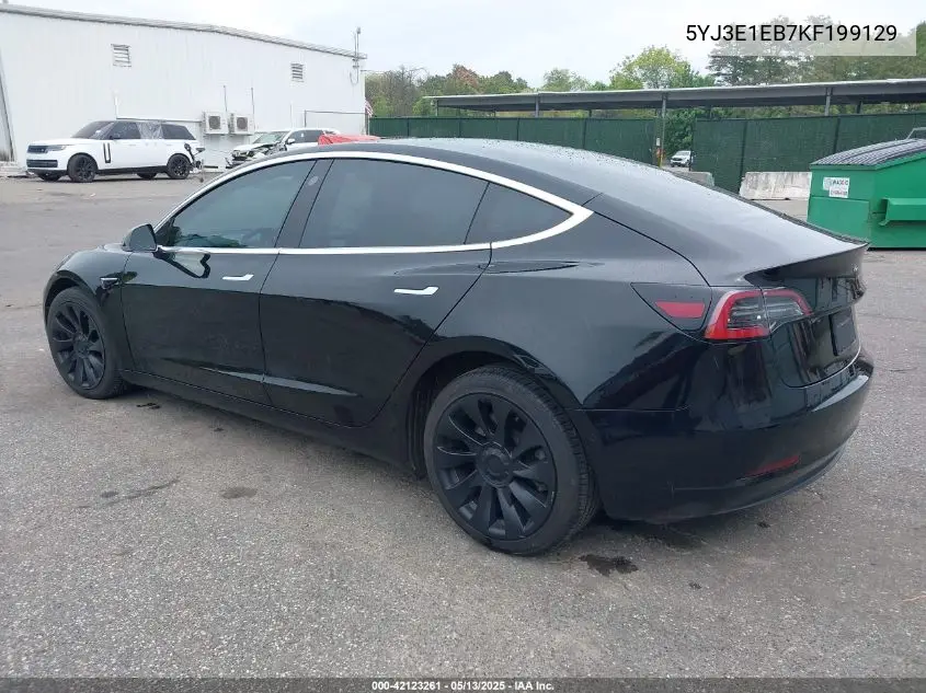 2019 Tesla Model 3 Long Range/Performance VIN: 5YJ3E1EB7KF199129 Lot: 42123261
