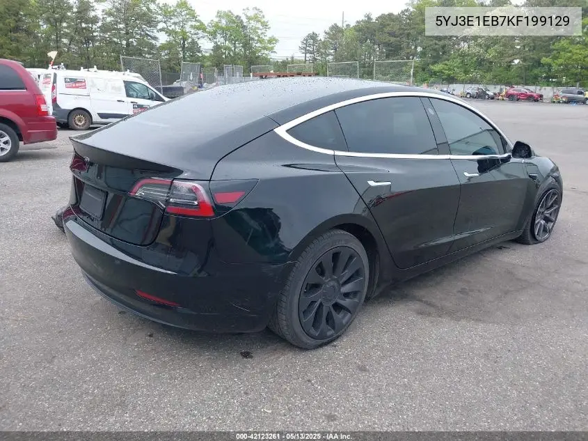 2019 Tesla Model 3 Long Range/Performance VIN: 5YJ3E1EB7KF199129 Lot: 42123261
