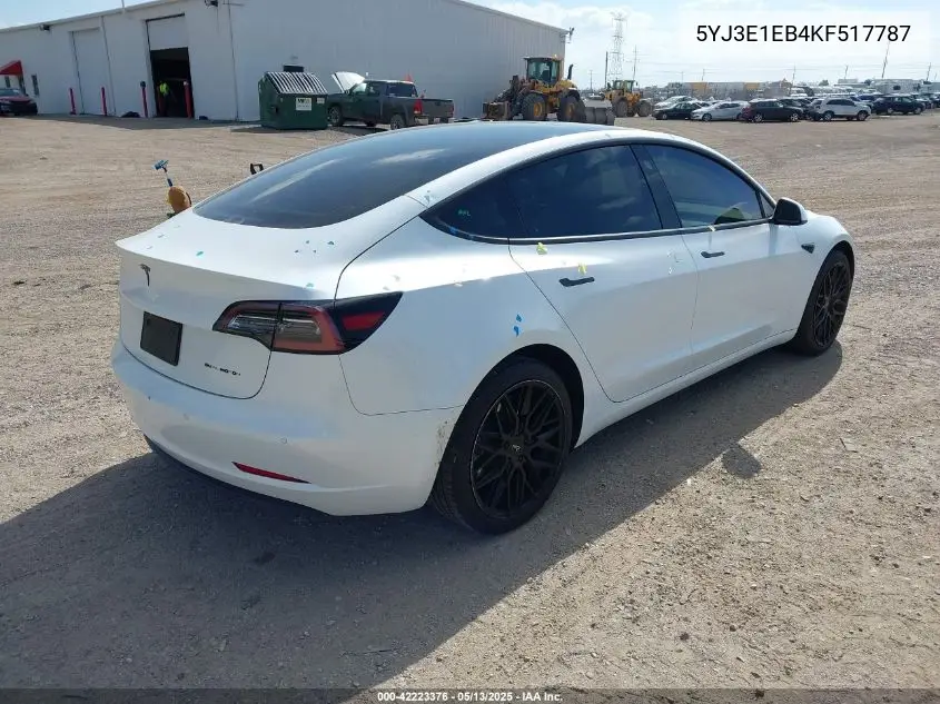 2019 Tesla Model 3 Long Range/Performance VIN: 5YJ3E1EB4KF517787 Lot: 42223376