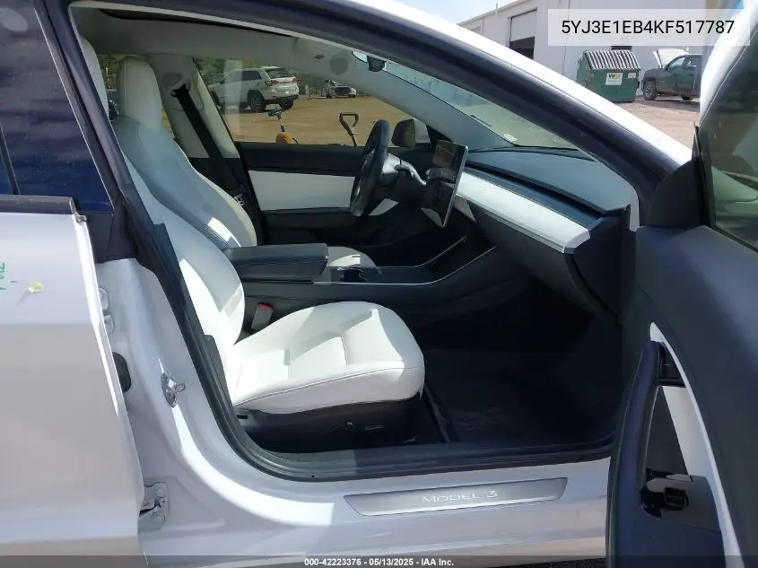 2019 Tesla Model 3 Long Range/Performance VIN: 5YJ3E1EB4KF517787 Lot: 42223376
