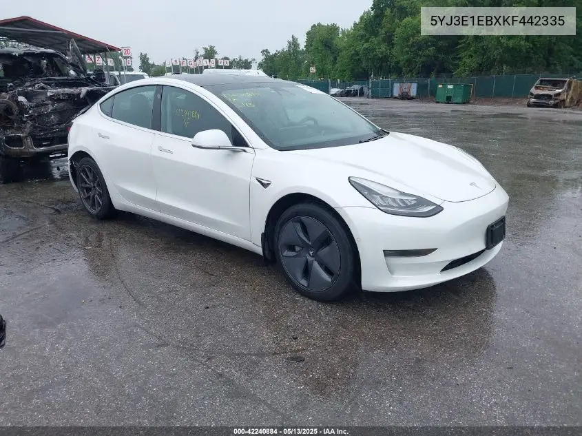2019 Tesla Model 3 Long Range/Performance VIN: 5YJ3E1EBXKF442335 Lot: 42240884