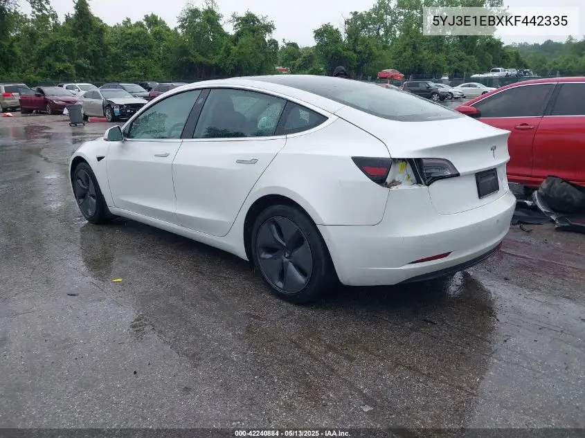 2019 Tesla Model 3 Long Range/Performance VIN: 5YJ3E1EBXKF442335 Lot: 42240884