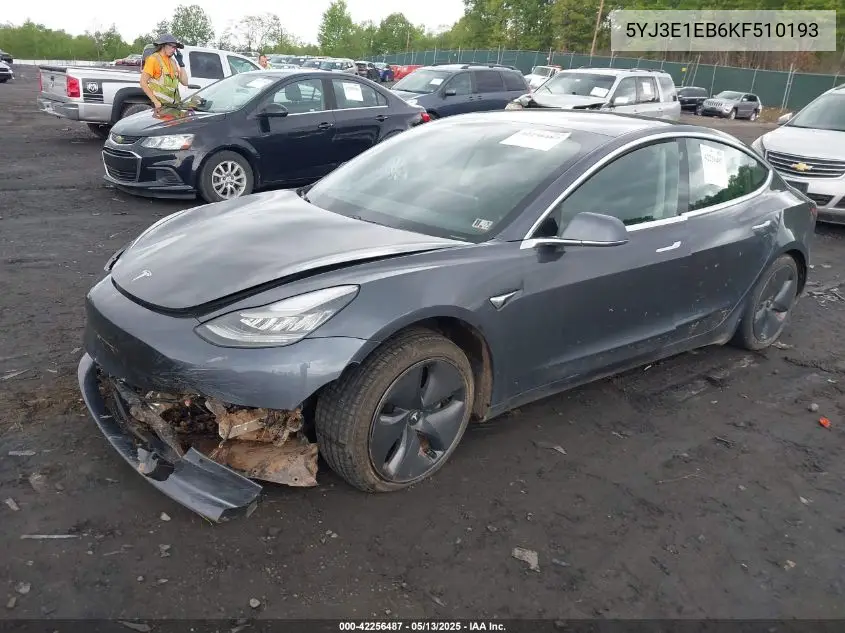 2019 Tesla Model 3 Long Range/Performance VIN: 5YJ3E1EB6KF510193 Lot: 42256487